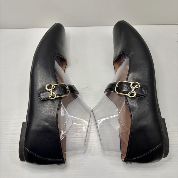 Sam & Libby Fredi Black Mary Jane Gold Buckle Leather Flats Size 8 1/2 - Picture 8 of 16